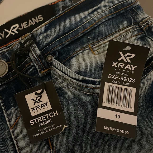 X RAY Boy's Ripped and Repaired Stretch Jeans Blue - Picture 6 of 6